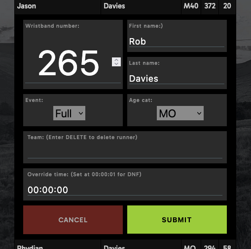race registration & admin